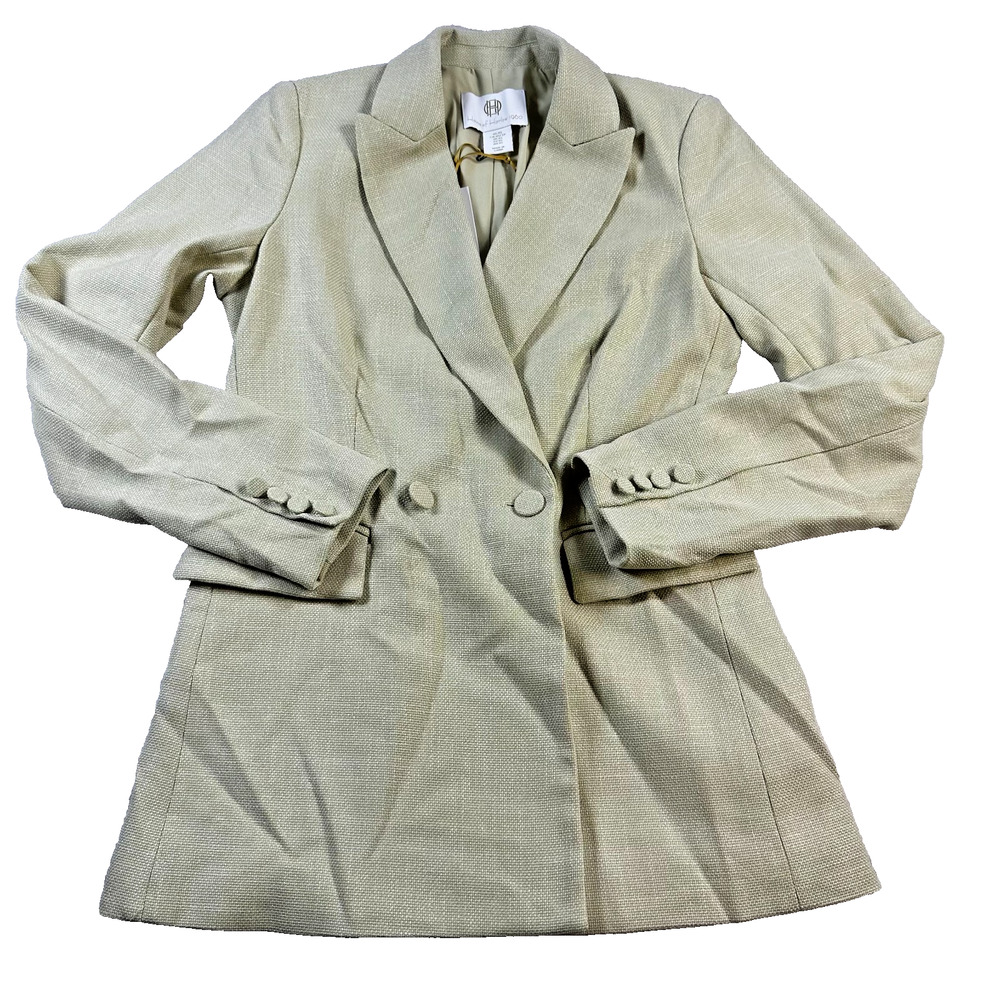 NWT House of Harlow 1960 Women's XS Sage Green Tweed Double Breasted Blazer
